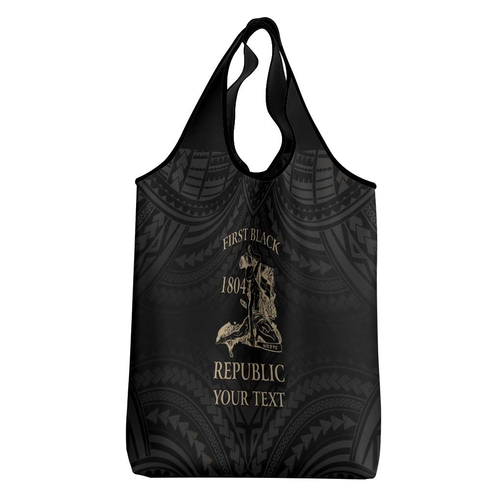 Personalized Haiti First Black Republic Grocery Bag Negre Marron With Map And Flag