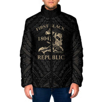 Personalized Haiti First Black Republic Padded Jacket Negre Marron With Map And Flag - Polynesian Pride