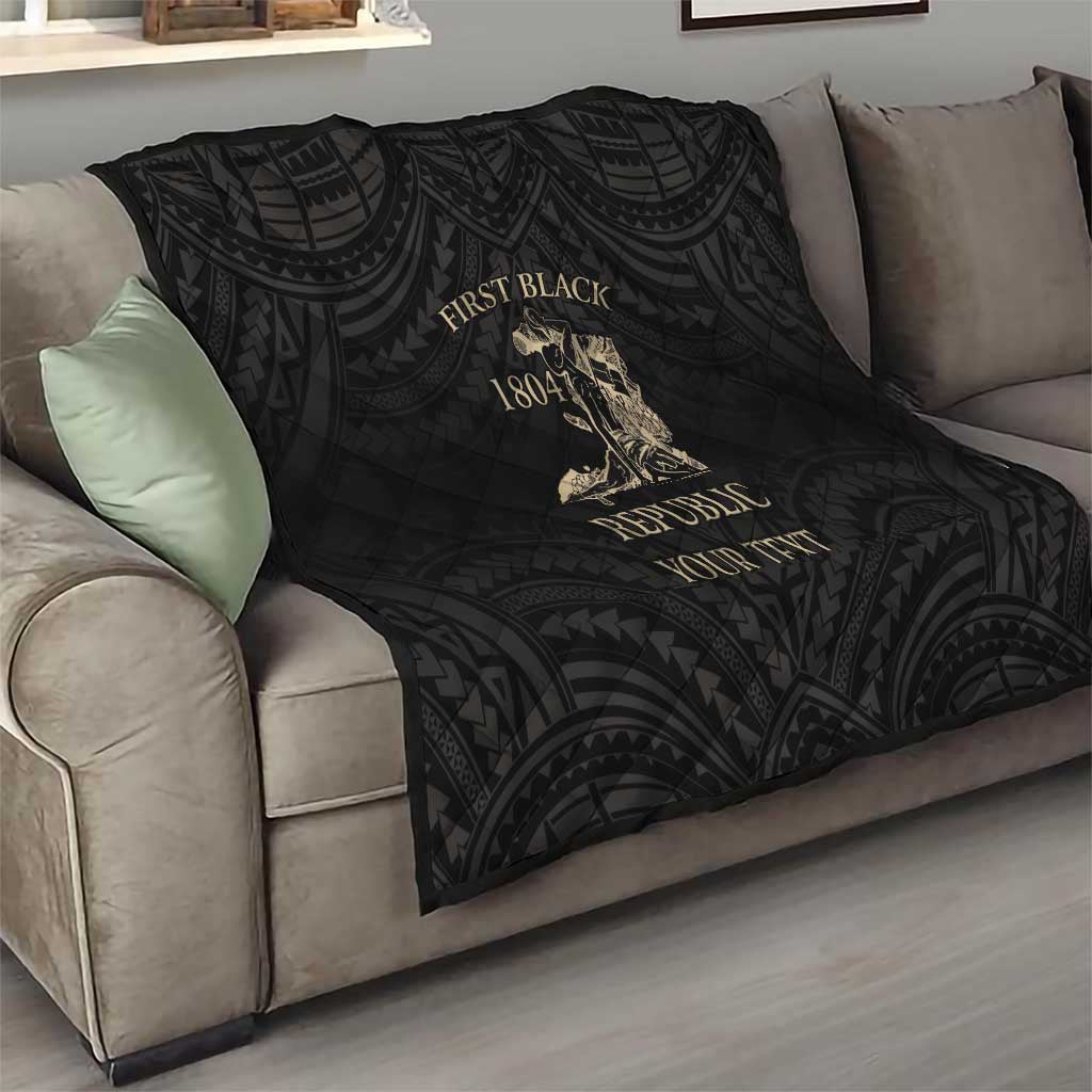 Personalized Haiti First Black Republic Quilt Negre Marron With Map And Flag