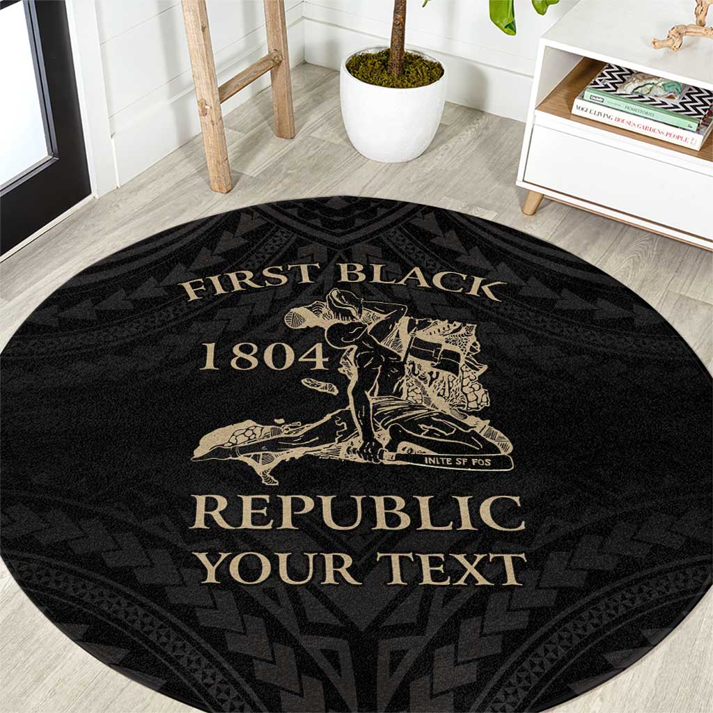 Personalized Haiti First Black Republic Round Carpet Negre Marron With Map And Flag LT9 Black - Polynesian Pride