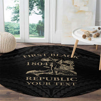 Personalized Haiti First Black Republic Round Carpet Negre Marron With Map And Flag