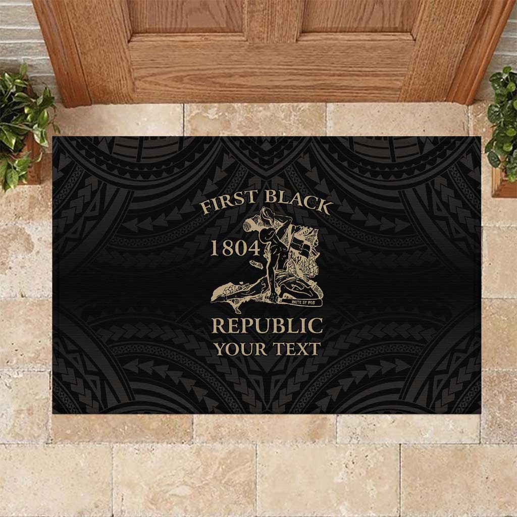 Personalized Haiti First Black Republic Rubber Doormat Negre Marron With Map And Flag LT9 Black - Polynesian Pride