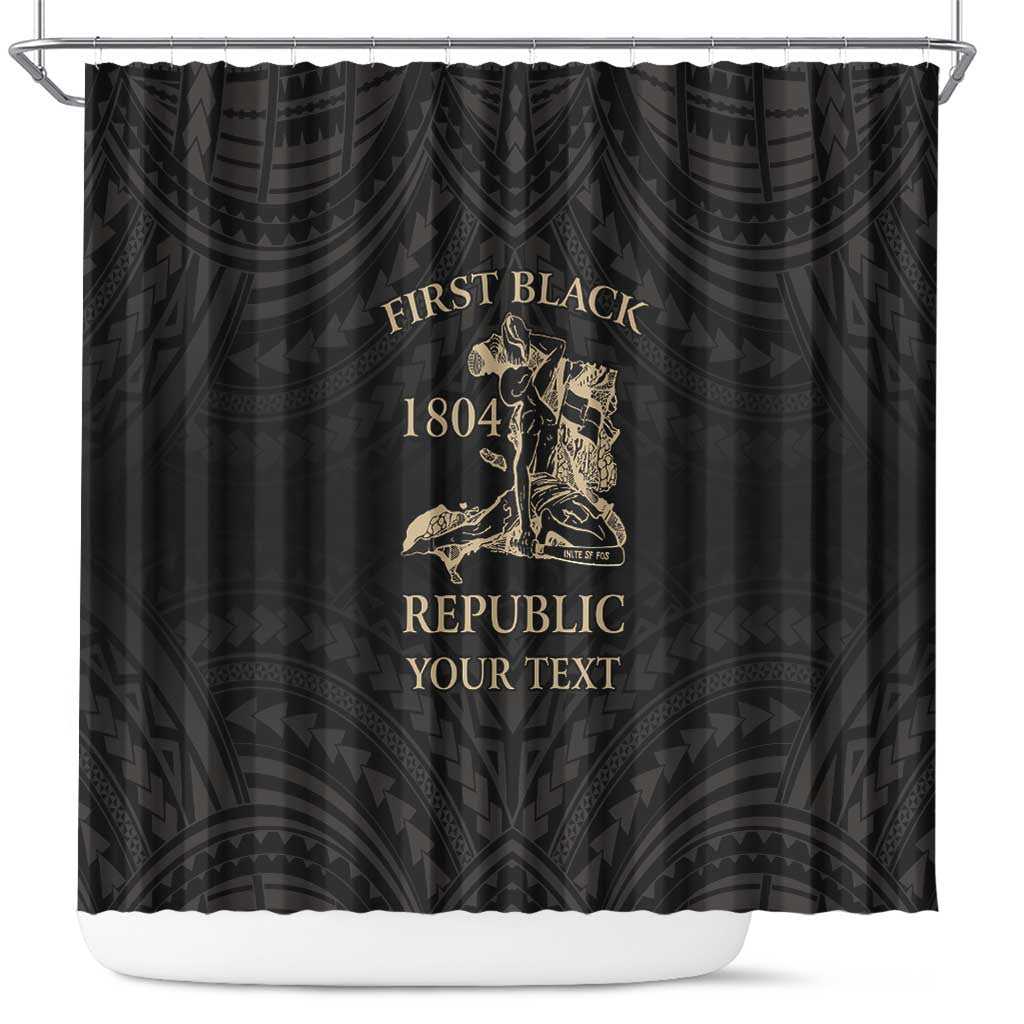 Personalized Haiti First Black Republic Shower Curtain Negre Marron With Map And Flag LT9 Black - Polynesian Pride