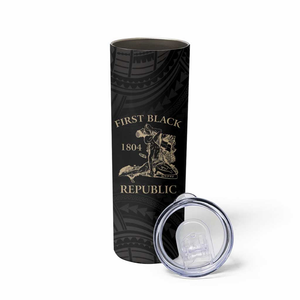 Personalized Haiti First Black Republic Skinny Tumbler Negre Marron With Map And Flag