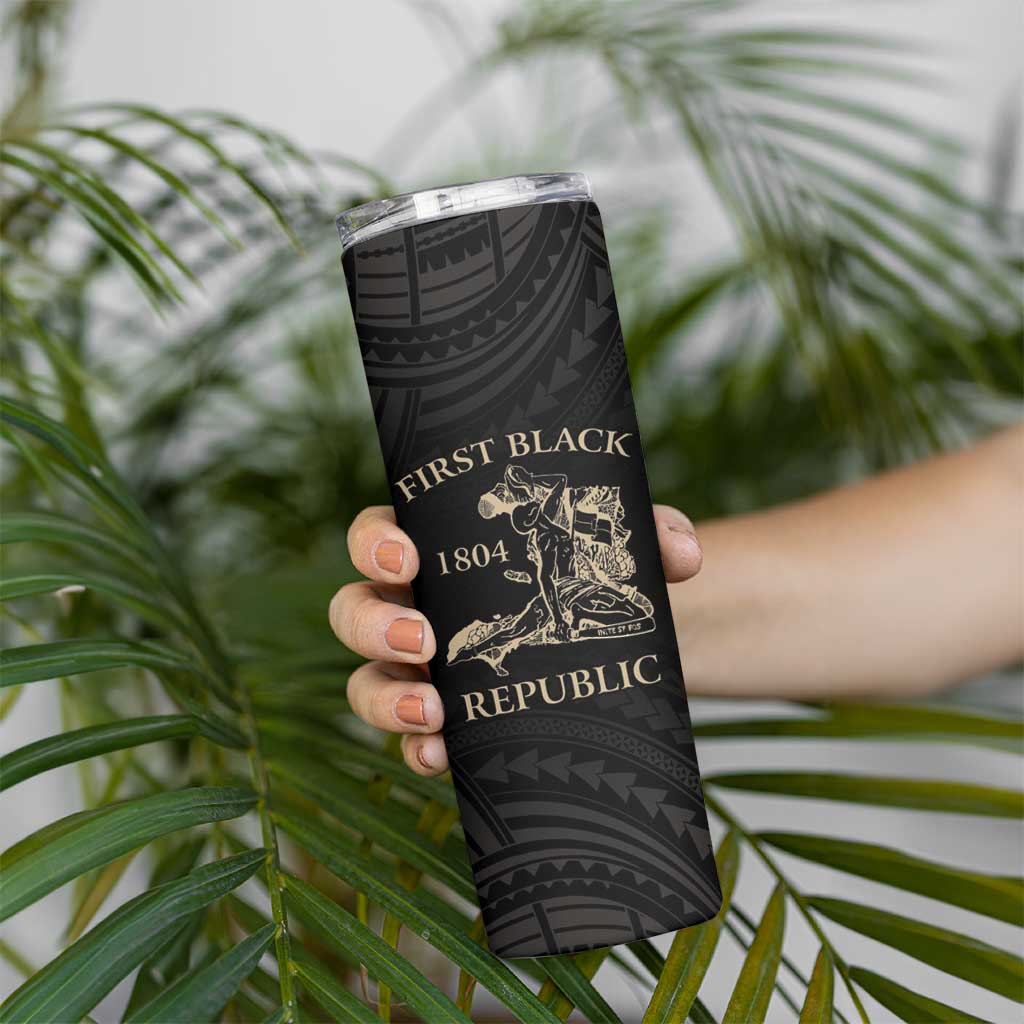 Personalized Haiti First Black Republic Skinny Tumbler Negre Marron With Map And Flag