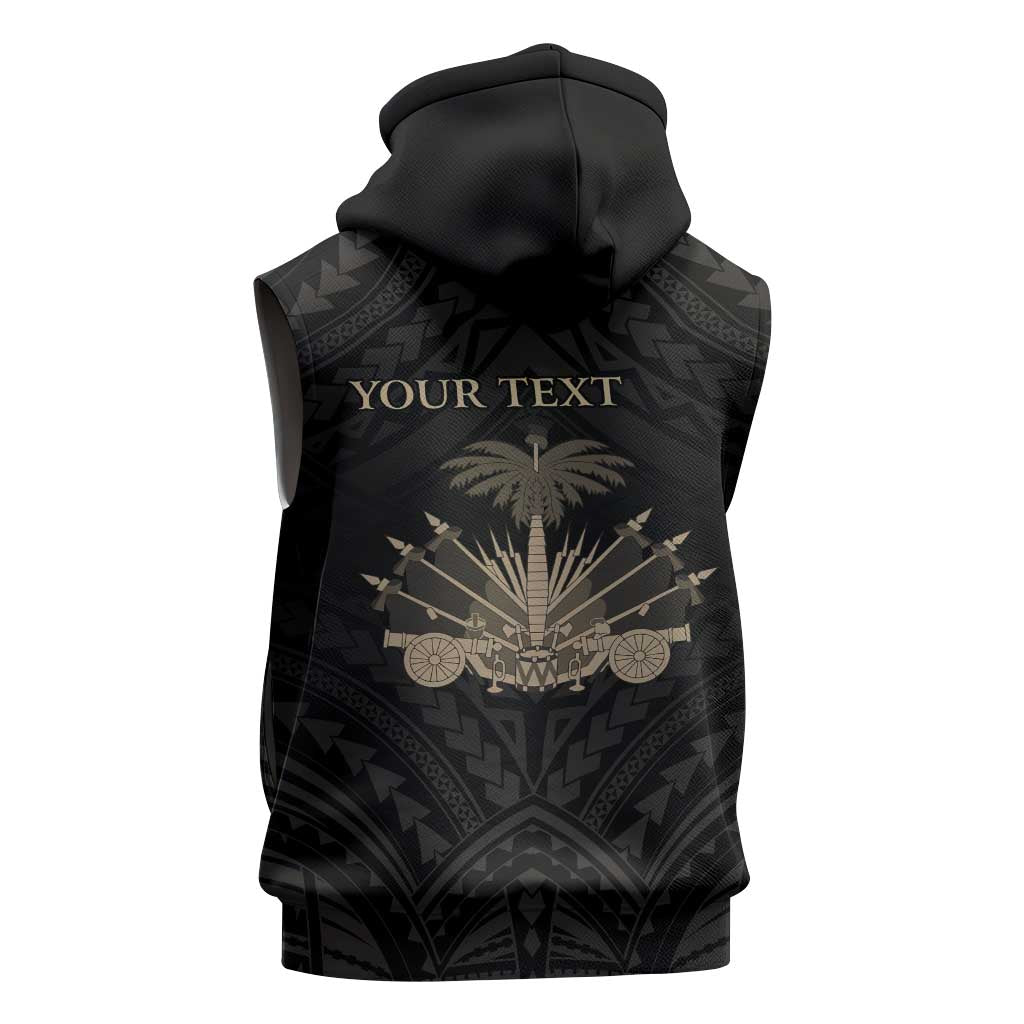Personalized Haiti First Black Republic Sleeveless Zip Hoodie Negre Marron With Map And Flag LT9 - Polynesian Pride