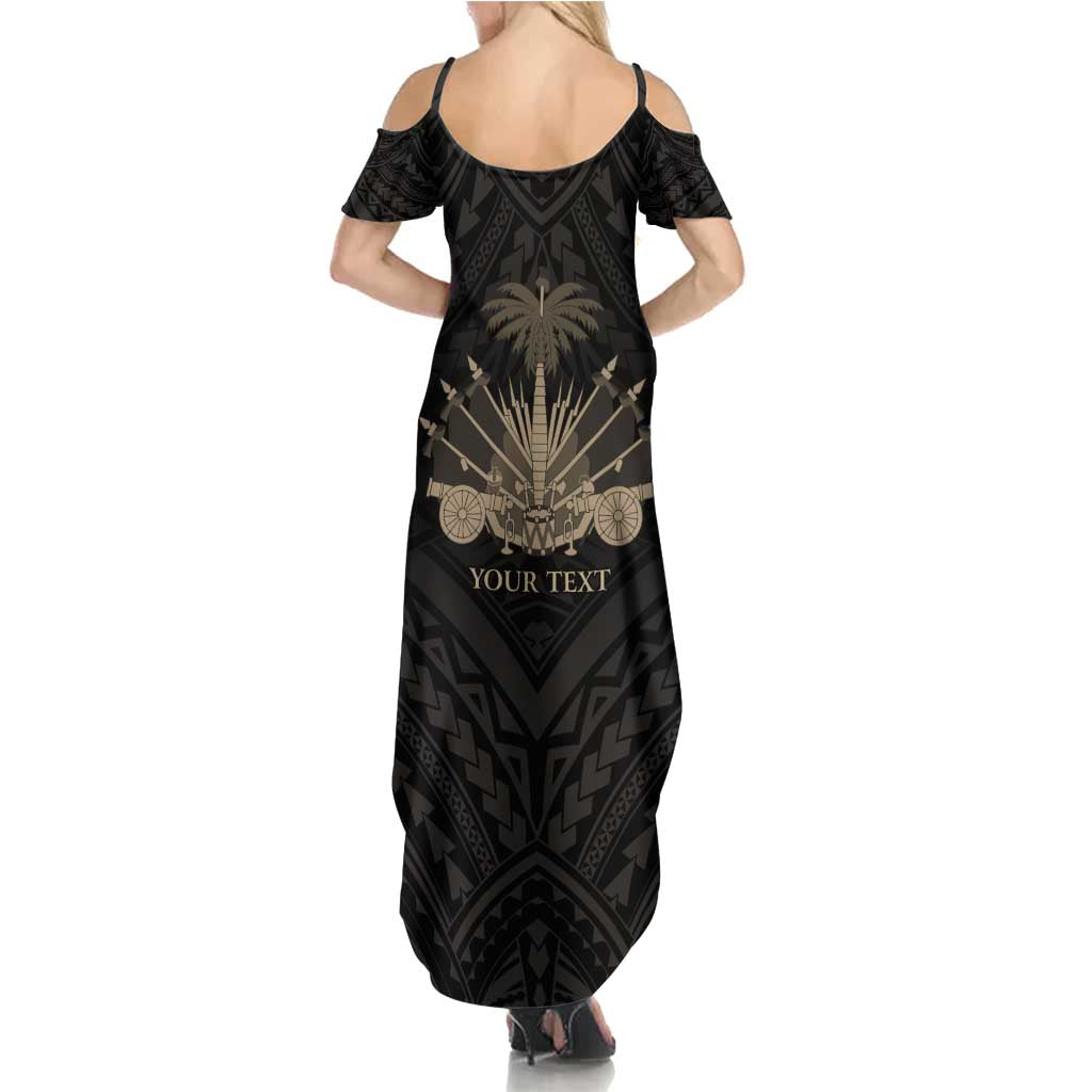 Personalized Haiti First Black Republic Summer Maxi Dress Negre Marron With Map And Flag