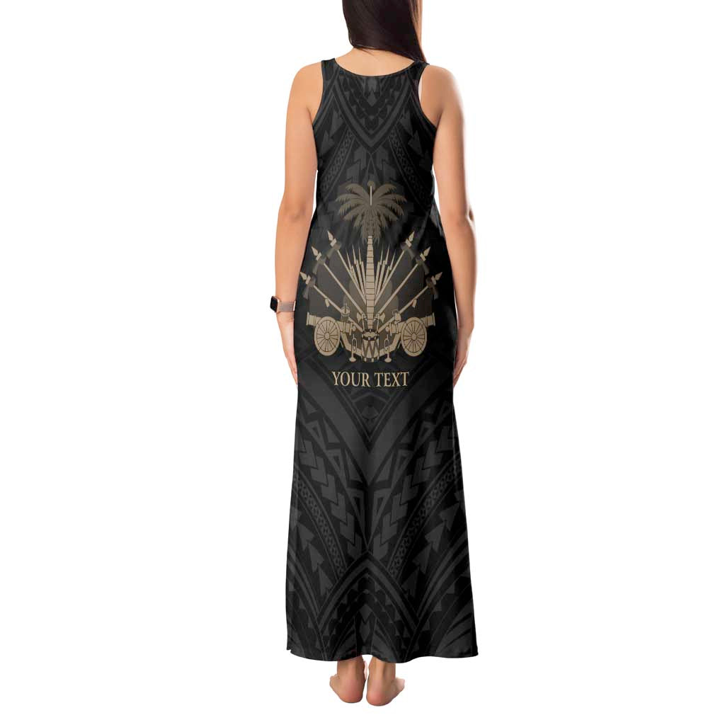 Personalized Haiti First Black Republic Tank Maxi Dress Negre Marron With Map And Flag