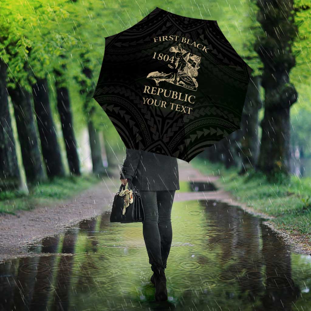 Personalized Haiti First Black Republic Umbrella Negre Marron With Map And Flag - Polynesian Pride