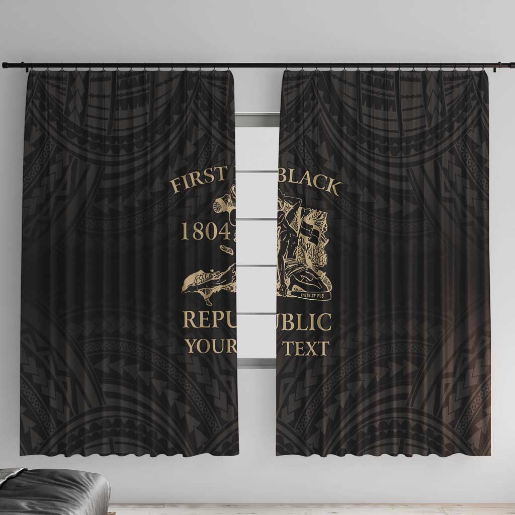 Personalized Haiti First Black Republic Window Curtain Negre Marron With Map And Flag LT9 With Hooks Black - Polynesian Pride