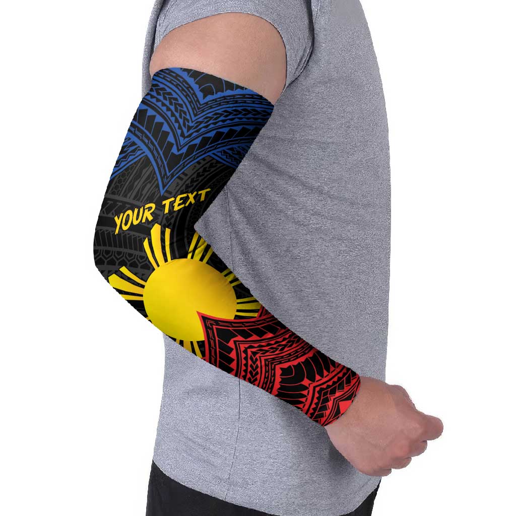 Personalized Philippines Arm Sleeves Polynesian Tribal Tattoo with Filipino Flag Motif - Polynesian Pride