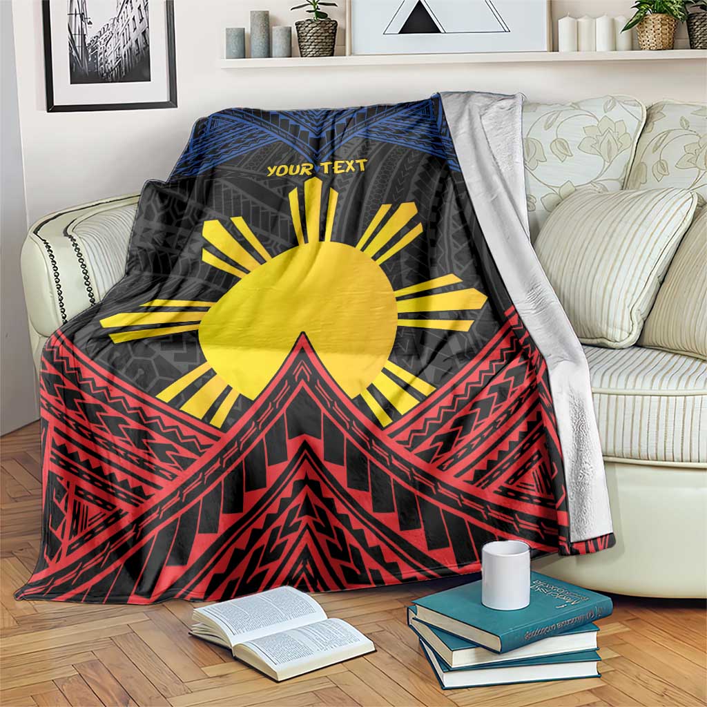 Personalized Philippines Blanket Polynesian Tribal Tattoo with Filipino Flag Motif