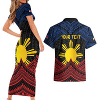Personalized Philippines Couples Matching Short Sleeve Bodycon Dress and Hawaiian Shirt Polynesian Tribal Tattoo with Filipino Flag Motif LT9 - Polynesian Pride