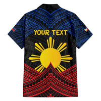 Personalized Philippines Family Matching Off The Shoulder Long Sleeve Dress and Hawaiian Shirt Polynesian Tribal Tattoo with Filipino Flag Motif LT9 - Polynesian Pride