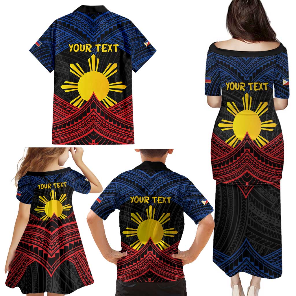 Personalized Philippines Family Matching Puletasi and Hawaiian Shirt Polynesian Tribal Tattoo with Filipino Flag Motif LT9 - Polynesian Pride