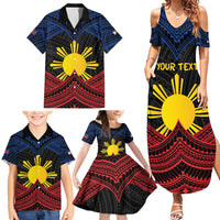 Personalized Philippines Family Matching Summer Maxi Dress and Hawaiian Shirt Polynesian Tribal Tattoo with Filipino Flag Motif LT9 - Polynesian Pride