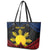 Personalized Philippines Leather Tote Bag Polynesian Tribal Tattoo with Filipino Flag Motif