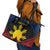 Personalized Philippines Leather Tote Bag Polynesian Tribal Tattoo with Filipino Flag Motif