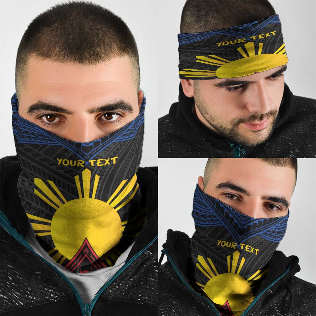 Personalized Philippines Neck Gaiter Polynesian Tribal Tattoo with Filipino Flag Motif - Polynesian Pride