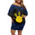 Personalized Philippines Off Shoulder Short Dress Polynesian Tribal Tattoo with Filipino Flag Motif