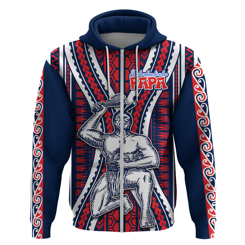 Aotearoa Fathers Day Gift For Dad Hoodie Aroha Ahau Ki A Koe Papa Maori Style Pattern LT9 Zip Hoodie Red - Polynesian Pride