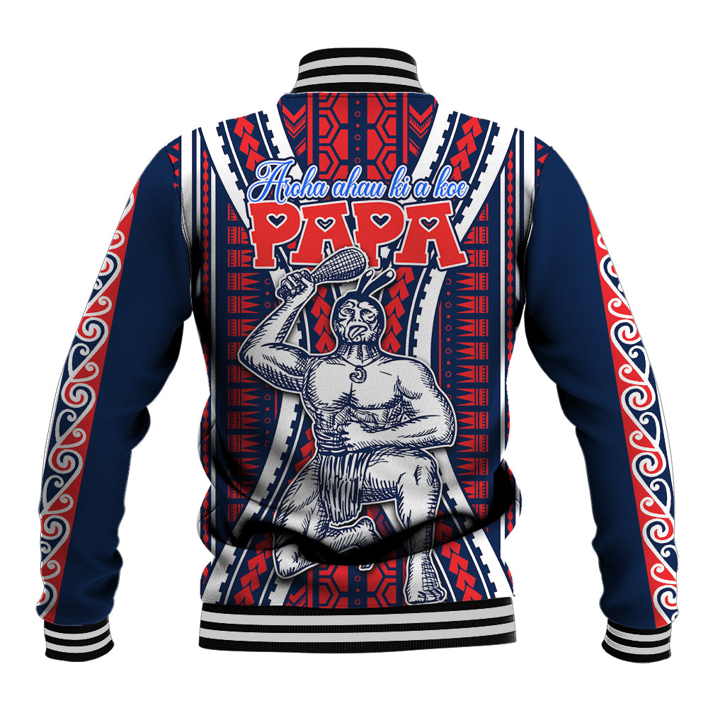 Personalised Aotearoa Father's Day Gift For Dad Baseball Jacket Aroha Ahau Ki A Koe Papa - Maori Style Pattern LT9 - Polynesian Pride