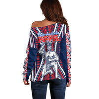 Personalised Aotearoa Father's Day Gift For Dad Off Shoulder Sweater Aroha Ahau Ki A Koe Papa - Maori Style Pattern LT9 - Polynesian Pride