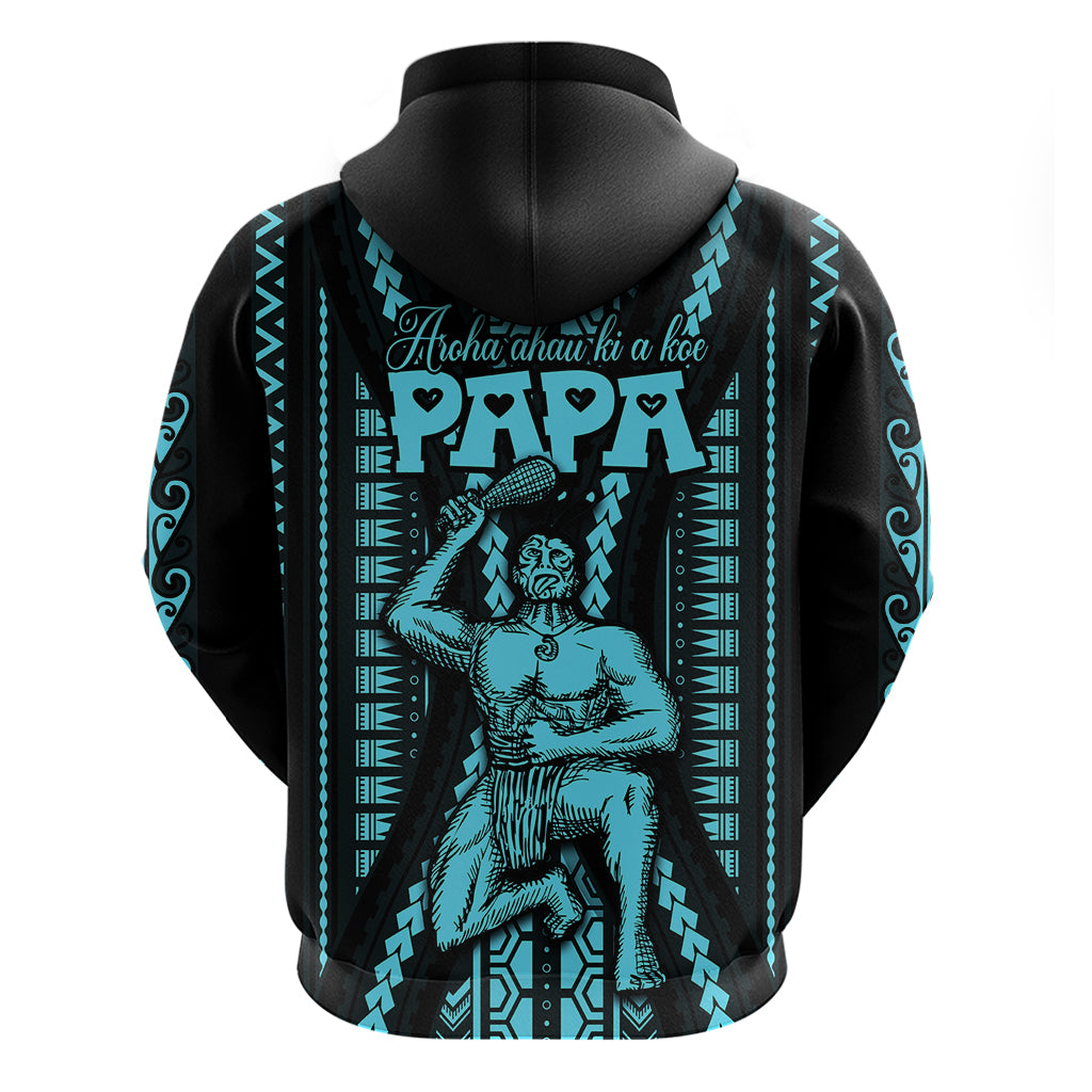 Custom Aotearoa Fathers Day Gift For Dad Hoodie Aroha Ahau Ki A Koe Papa Aqua Maori Style Pattern LT9 - Polynesian Pride