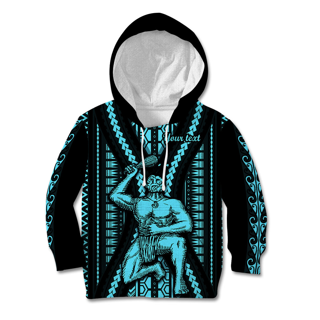Personalised Aotearoa Father's Day Gift For Dad Kid Hoodie Aroha Ahau Ki A Koe Papa - Aqua Maori Style Pattern LT9 Hoodie Aqua - Polynesian Pride