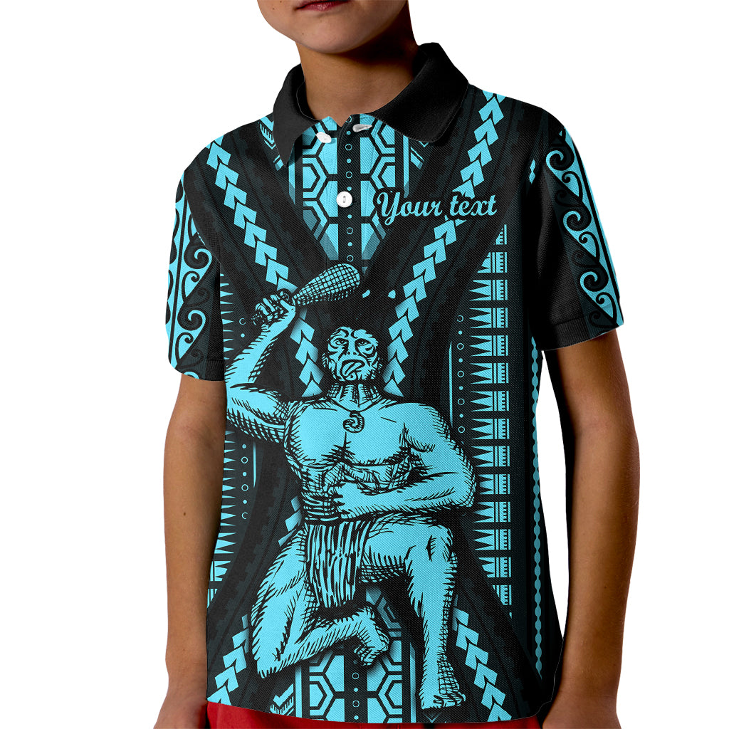 Personalised Aotearoa Father's Day Gift For Dad Kid Polo Shirt Aroha Ahau Ki A Koe Papa - Aqua Maori Style Pattern LT9 Kid Aqua - Polynesian Pride