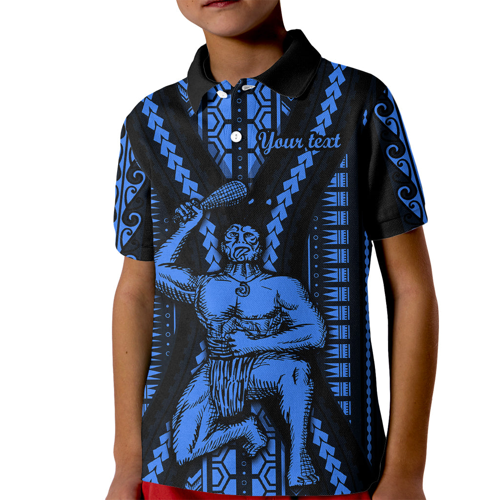 Personalised Aotearoa Father's Day Gift For Dad Kid Polo Shirt Aroha Ahau Ki A Koe Papa - Blue Maori Style Pattern LT9 Kid Blue - Polynesian Pride