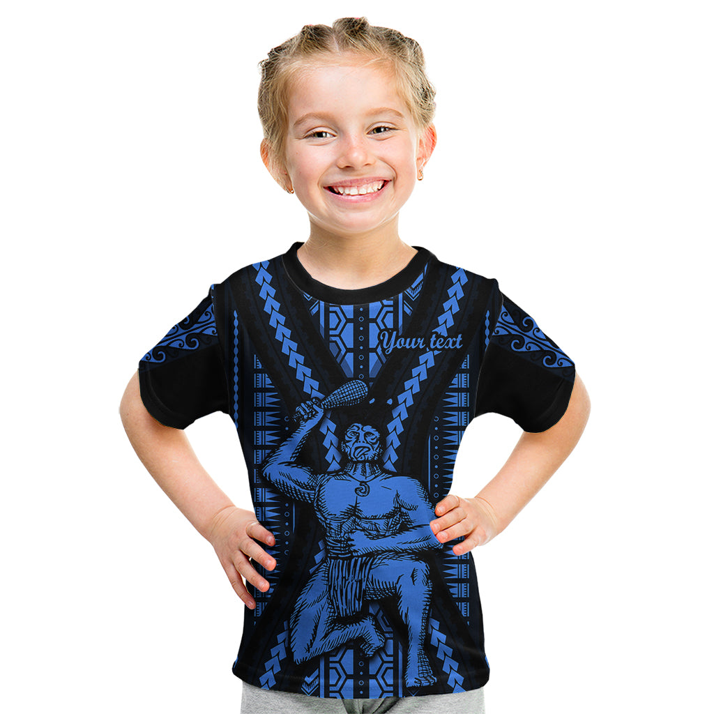 Personalised Aotearoa Father's Day Gift For Dad Kid T Shirt Aroha Ahau Ki A Koe Papa - Blue Maori Style Pattern LT9 Blue - Polynesian Pride