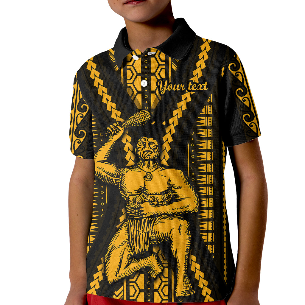 Personalised Aotearoa Father's Day Gift For Dad Kid Polo Shirt Aroha Ahau Ki A Koe Papa - Gold Maori Style Pattern LT9 Kid Gold - Polynesian Pride