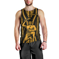 Personalised Aotearoa Father's Day Gift For Dad Men Tank Top Aroha Ahau Ki A Koe Papa - Gold Maori Style Pattern LT9 - Polynesian Pride