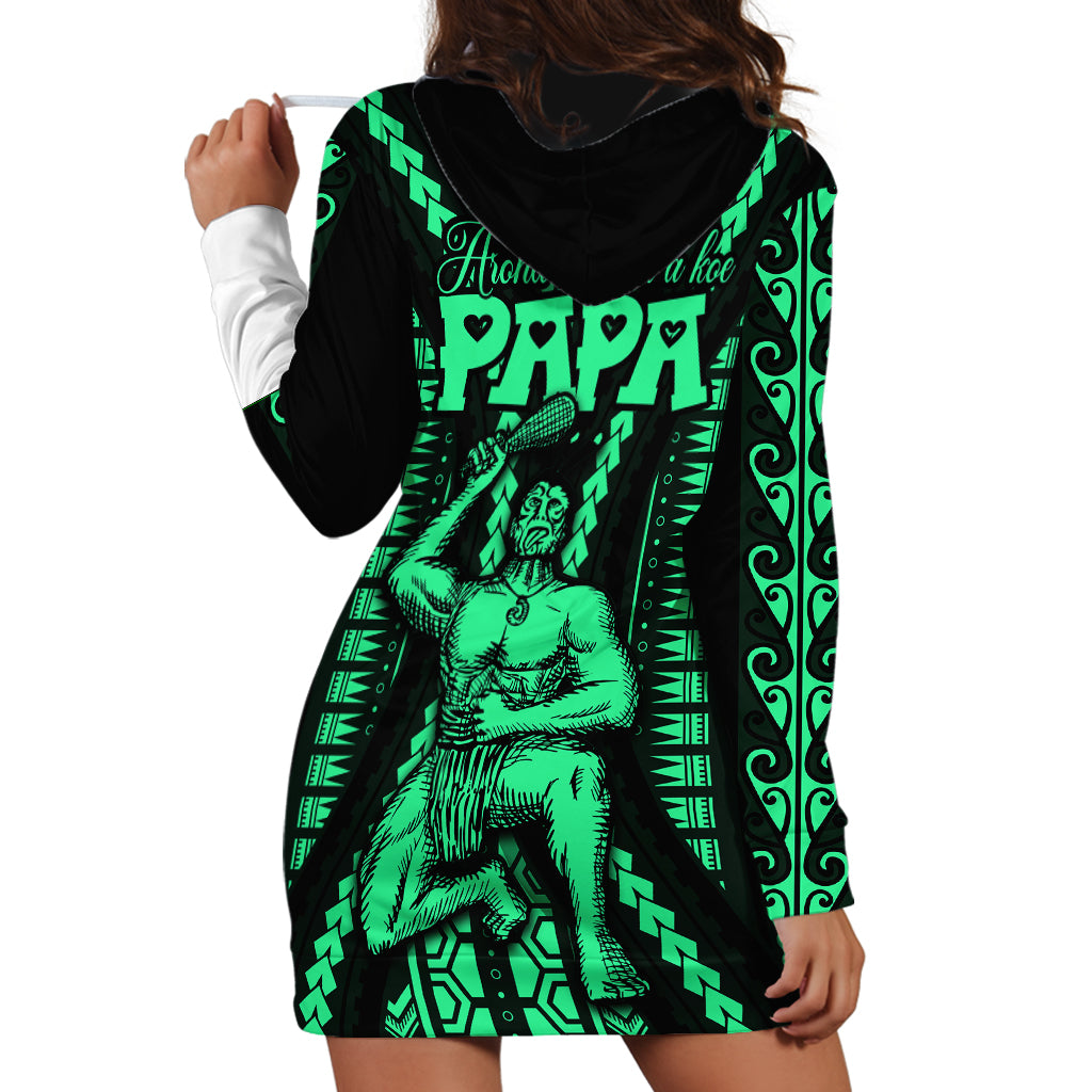 Maori Fathers Day New Zealand Hoodie Dress Aroha Ahau Ki A Koe Papa - Green LT9 - Polynesian Pride