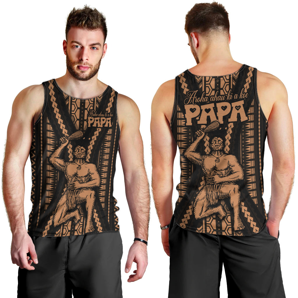 Maori Fathers Day New Zealand Men Tank Top Aroha Ahau Ki A Koe Papa - Nude LT9 - Polynesian Pride