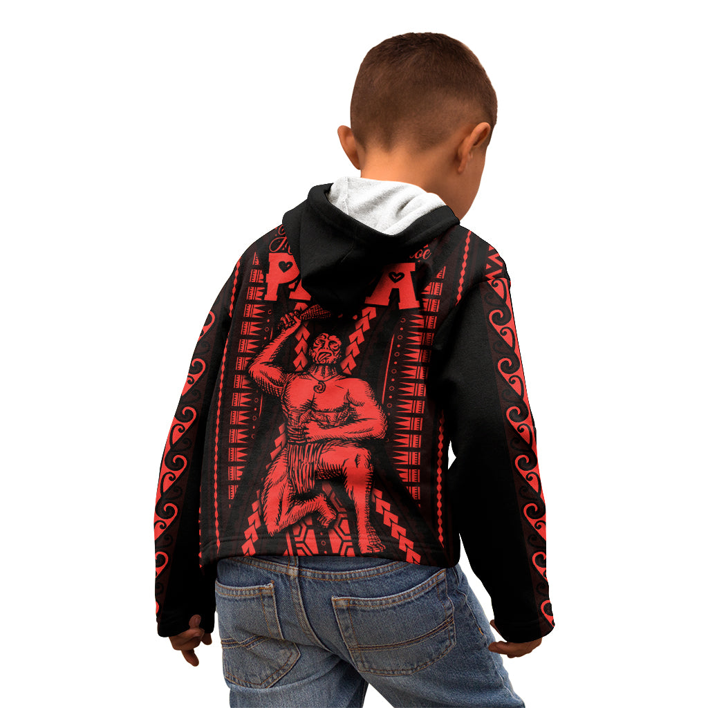 Maori Fathers Day New Zealand Kid Hoodie Aroha Ahau Ki A Koe Papa - Red LT9 - Polynesian Pride