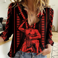 Maori Fathers Day New Zealand Women Casual Shirt Aroha Ahau Ki A Koe Papa - Red LT9 Female Red - Polynesian Pride