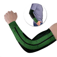 New Zealand Maori Kowhaiwhai Arm Sleeves Kakariki Maui and Mangopare LT9 Set of 2 Green - Polynesian Pride