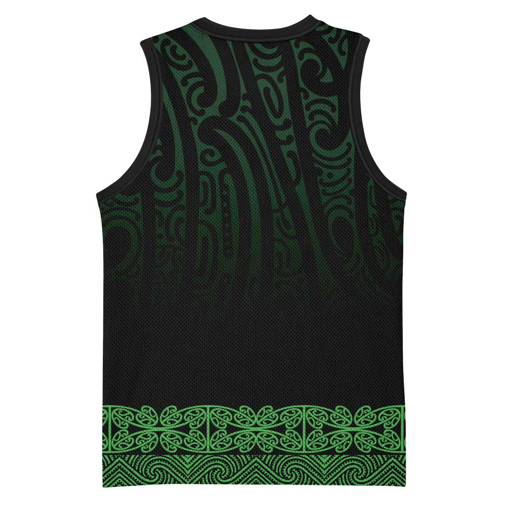 New Zealand Maori Kowhaiwhai Basketball Jersey Kakariki Maui and Mangopare LT9 - Polynesian Pride