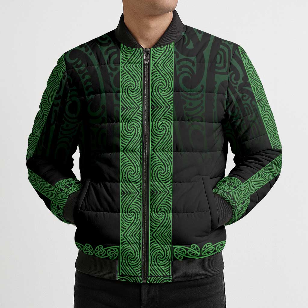 New Zealand Maori Kowhaiwhai Bomber Puffer Jacket Kakariki Maui and Mangopare - Polynesian Pride