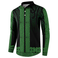 New Zealand Maori Kowhaiwhai Button Sweatshirt Kakariki Maui and Mangopare