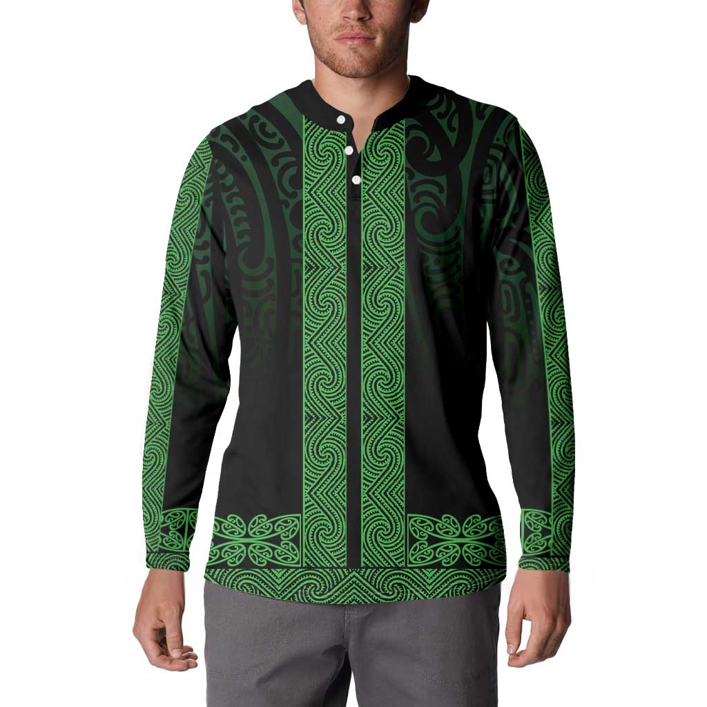 New Zealand Maori Kowhaiwhai Button Sweatshirt Kakariki Maui and Mangopare