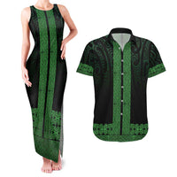 New Zealand Maori Kowhaiwhai Couples Matching Tank Maxi Dress and Hawaiian Shirt Kakariki Maui and Mangopare LT9 Green - Polynesian Pride