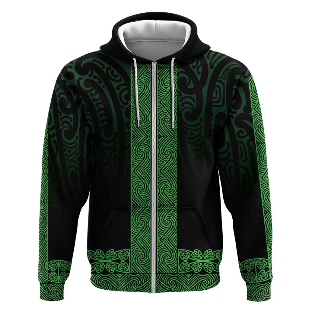 New Zealand Maori Kowhaiwhai Hoodie Kakariki Maui and Mangopare LT9 Zip Hoodie Green - Polynesian Pride