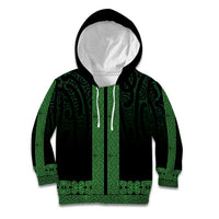 New Zealand Maori Kowhaiwhai Kid Hoodie Kakariki Maui and Mangopare LT9 Hoodie Green - Polynesian Pride