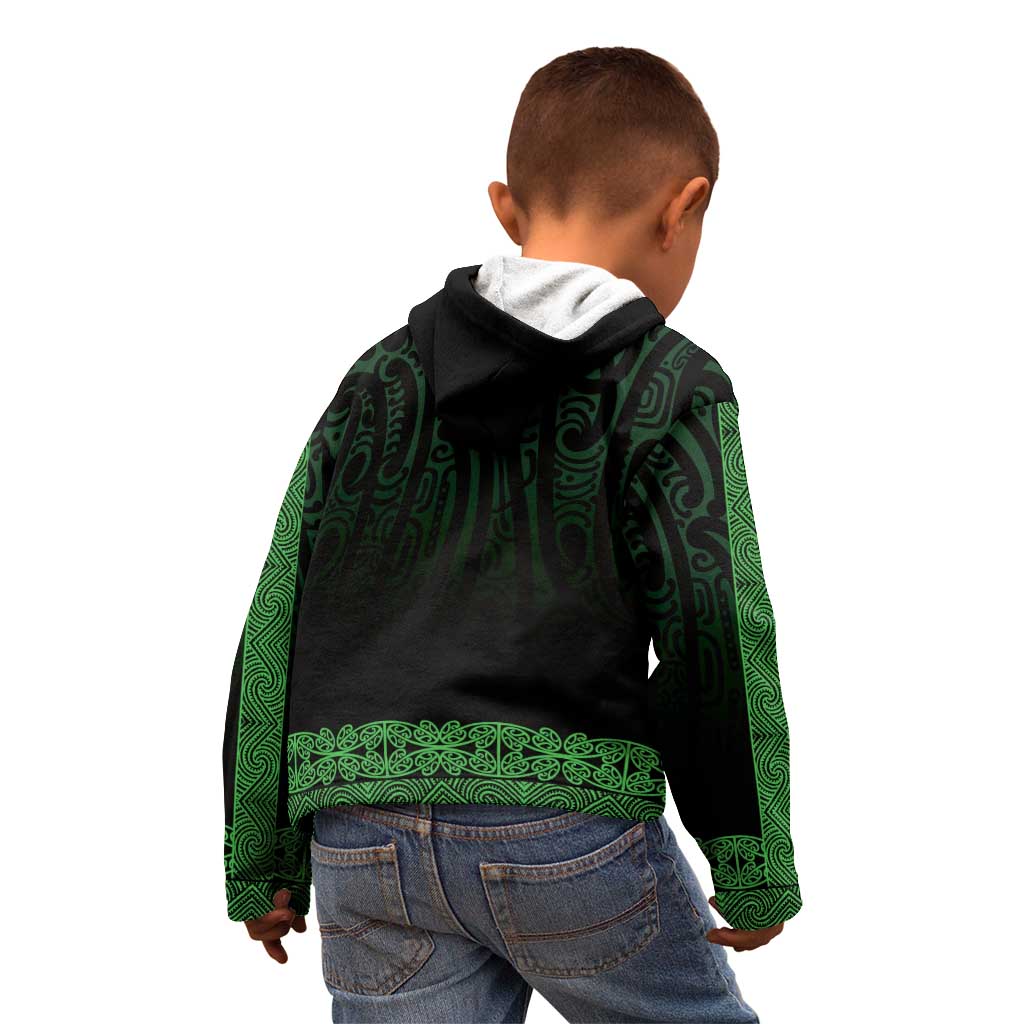 New Zealand Maori Kowhaiwhai Kid Hoodie Kakariki Maui and Mangopare LT9 - Polynesian Pride