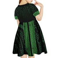 New Zealand Maori Kowhaiwhai Kid Short Sleeve Dress Kakariki Maui and Mangopare LT9 - Polynesian Pride