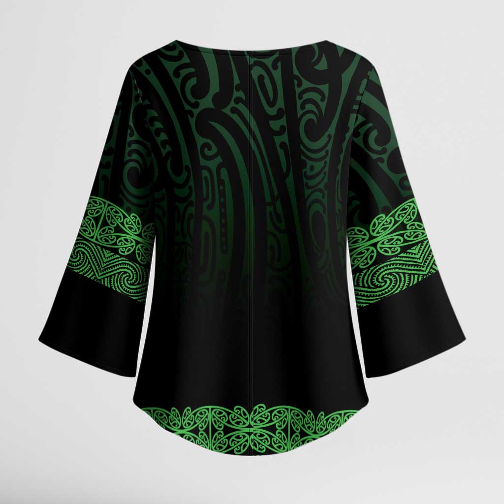 New Zealand Maori Kowhaiwhai Kimono Sleeve Blouse Kakariki Maui and Mangopare LT9 - Polynesian Pride