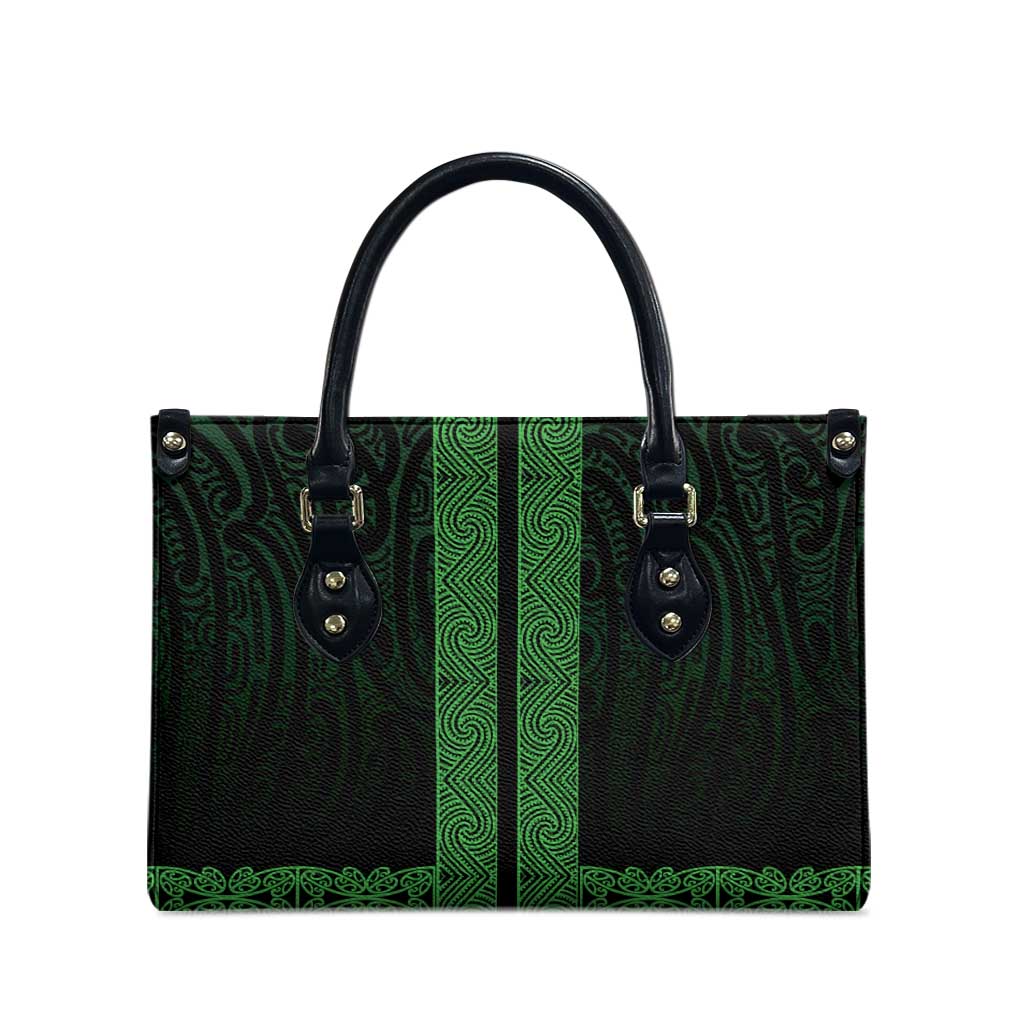 New Zealand Maori Kowhaiwhai Leather Bag Kakariki Maui and Mangopare - Polynesian Pride